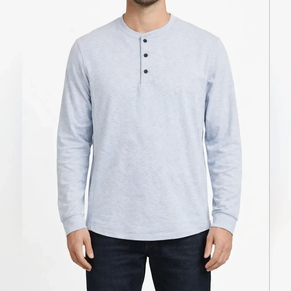Banana Republic Men's Light Blue Core Temp Shirt Size M Waffle Henley y2k